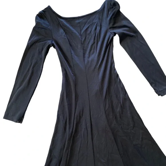 Jean Varon Vintage Sexy Plunging Back 1970s Black Jersey Gown 10 - Picture 5 of 10